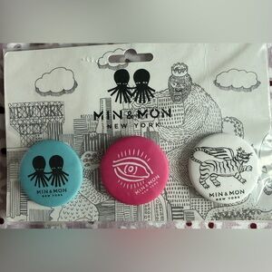 Min & Mon brooch metal Set - Pink, Blue, White